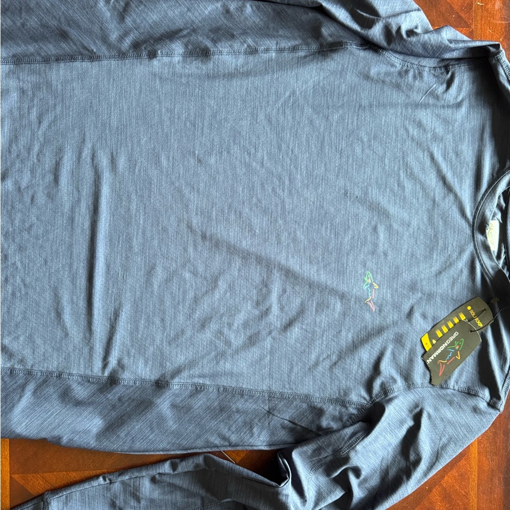 Greg Norman Collection Long Sleeve Shirt in Slate Blue with Palm Logo